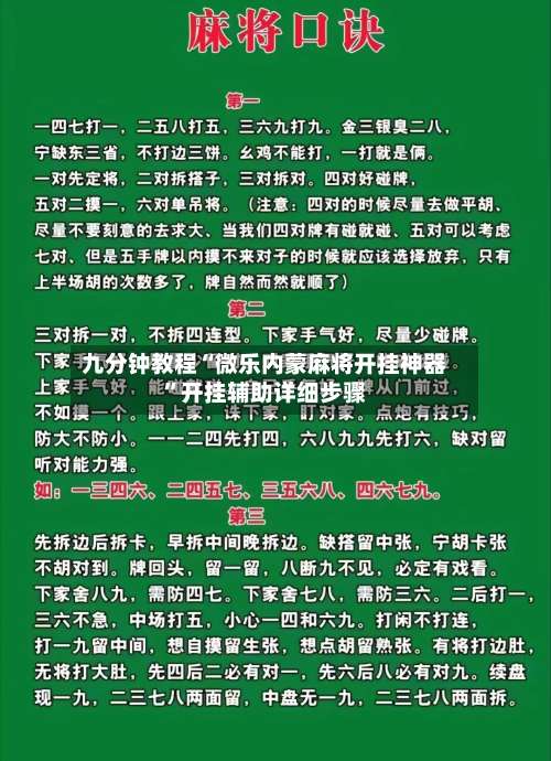 九分钟教程“微乐内蒙麻将开挂神器”开挂辅助详细步骤-第2张图片